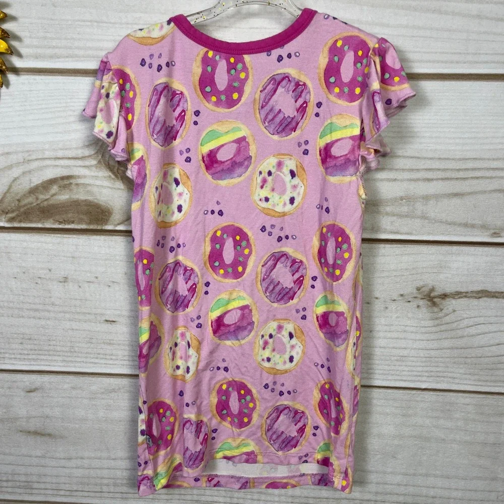 Birdie Bean Girls Pink Donut Bamboo Viscose Pajama Set 7Y Flutter Sleeve PJ's